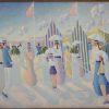 Tableau personages sur la promenade en bord de mer