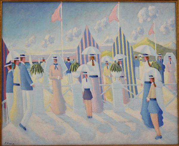 Tableau personages sur la promenade en bord de mer