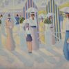 Tableau personages sur la promenade en bord de mer