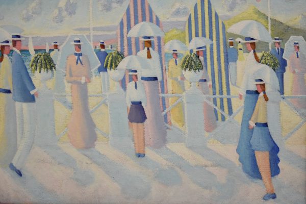 Painting of people on the beach promenade