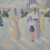 Tableau personages sur la promenade en bord de mer