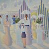 Tableau personages sur la promenade en bord de mer