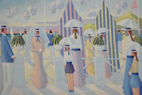 Painting of people on the beach promenade