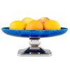 Art Deco blue ceramic and chrome fruit dish