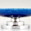 Art Deco blue circular ceramic and chrome fruit dish