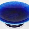 Art Deco blue circular ceramic and chrome fruit dish