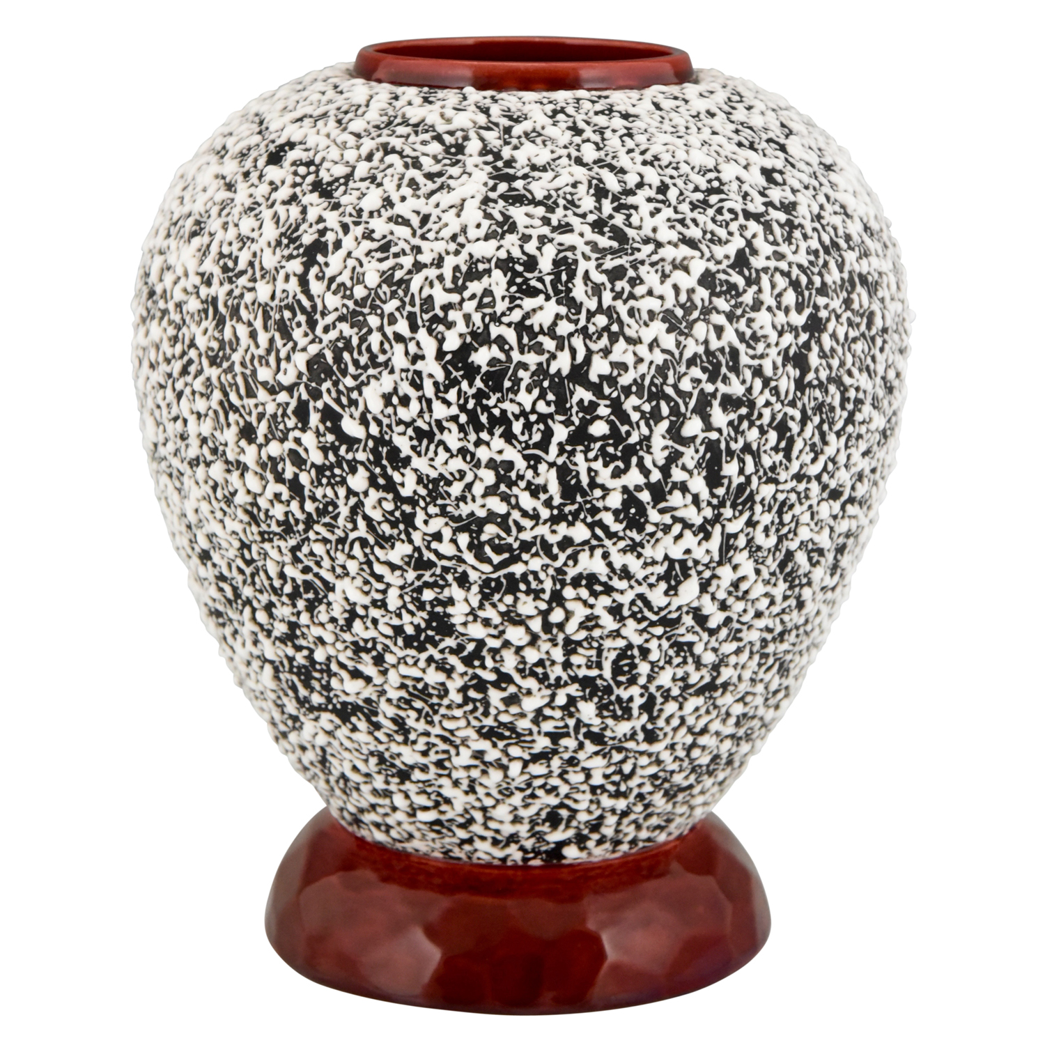 Art Deco globular ceramic vase with textured glaze