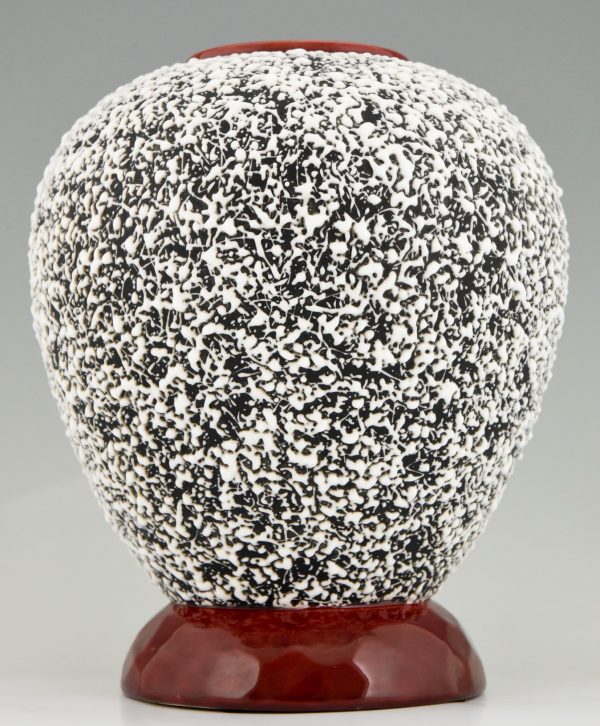 Art Deco globular ceramic vase with textured glaze