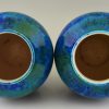 Art Deco pair of ceramic vases urns with blue glaze  