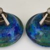 Art Deco pair of ceramic vases urns with blue glaze  