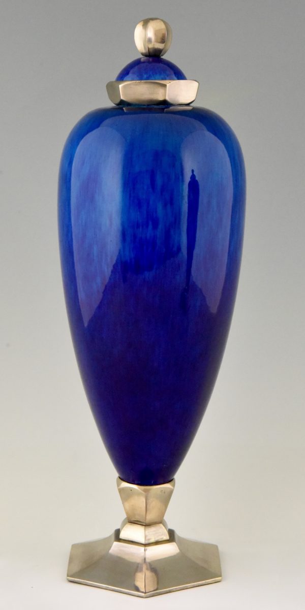 Paire de vases Art Deco en céramique bleue