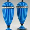 Art Deco Keramik Vasen Paar blau