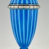 Art Deco Keramik Vasen Paar blau