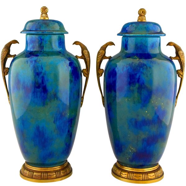 Paire de vases Art Deco céramique et bronze