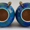 Pair of Art Deco blue ceramic and bronze vases