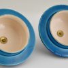 Pair of Art Deco blue ceramic and bronze vases