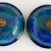 Pair of Art Deco blue ceramic and bronze vases