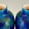 Pair of Art Deco blue ceramic and bronze vases