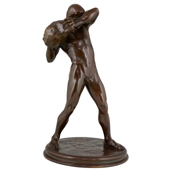 Antiek bronzen beeld mannelijk naakt atleet