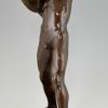 Antique bronze sculpture male nude athlete