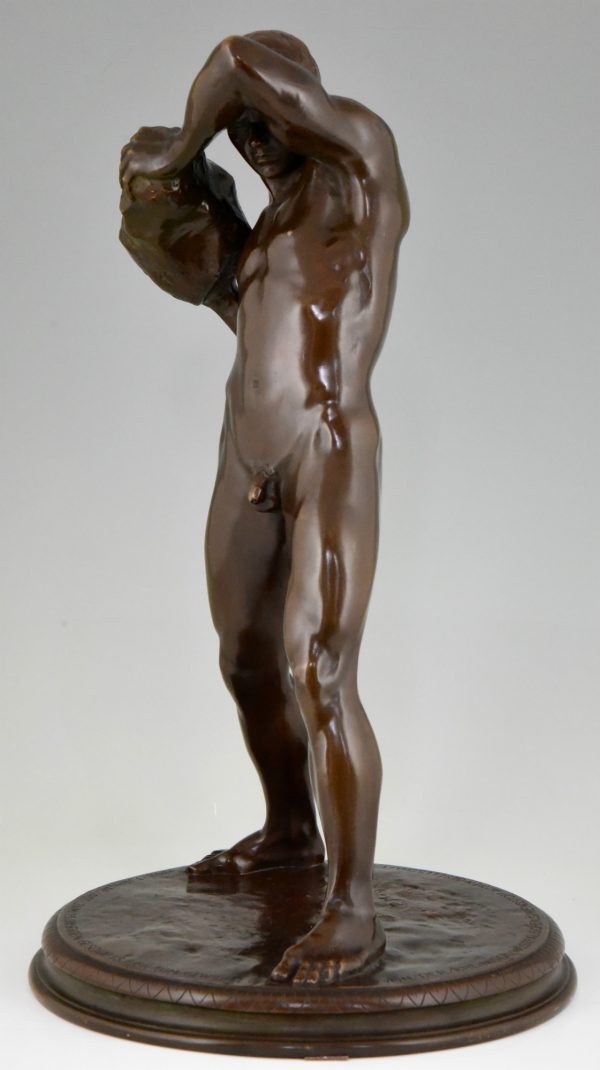 Antiek bronzen beeld mannelijk naakt atleet