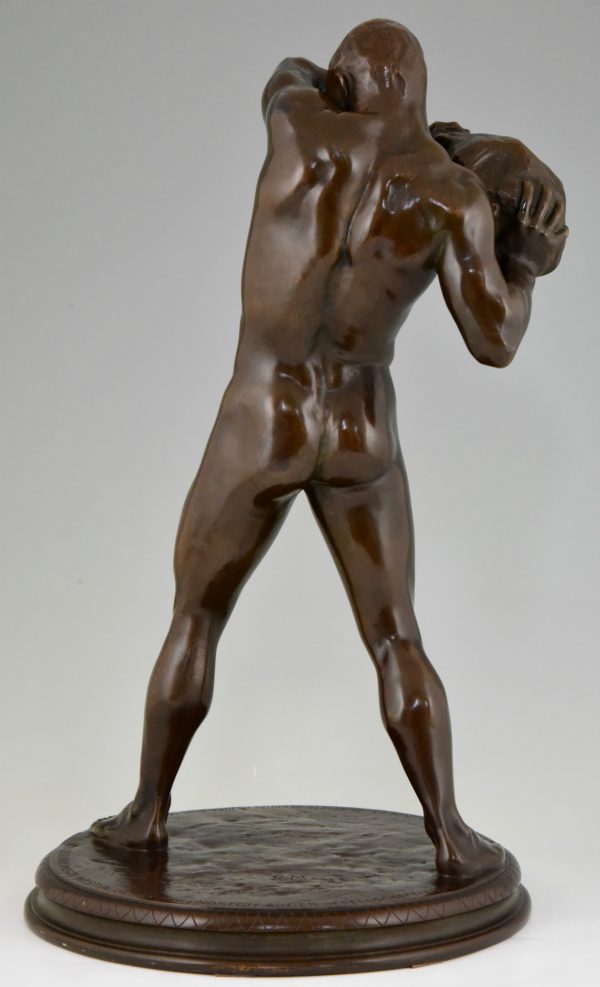 Sculpture en bronze nu masculin athlète