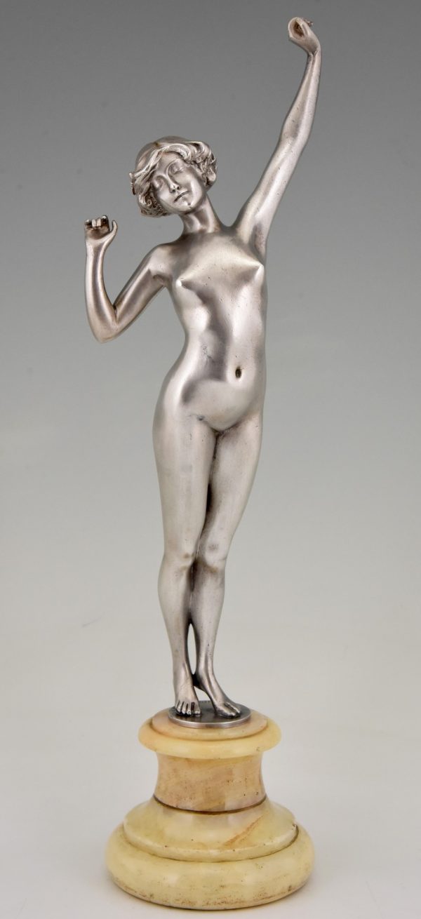 Art Deco silvered bronze nude Awakenings