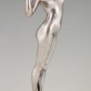 Art Deco sculpture en bronze femme nue, Le reveil