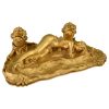 Art Nouveau encier en bronze avec femme nue allongée