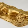 Art Nouveau bronze inkstand with reclining nude