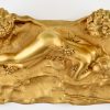 Art Nouveau bronze inkstand with reclining nude