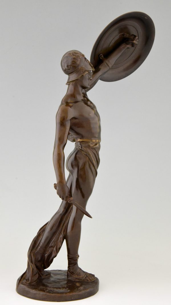 Gladiator, bronze male nude with dagger and shield