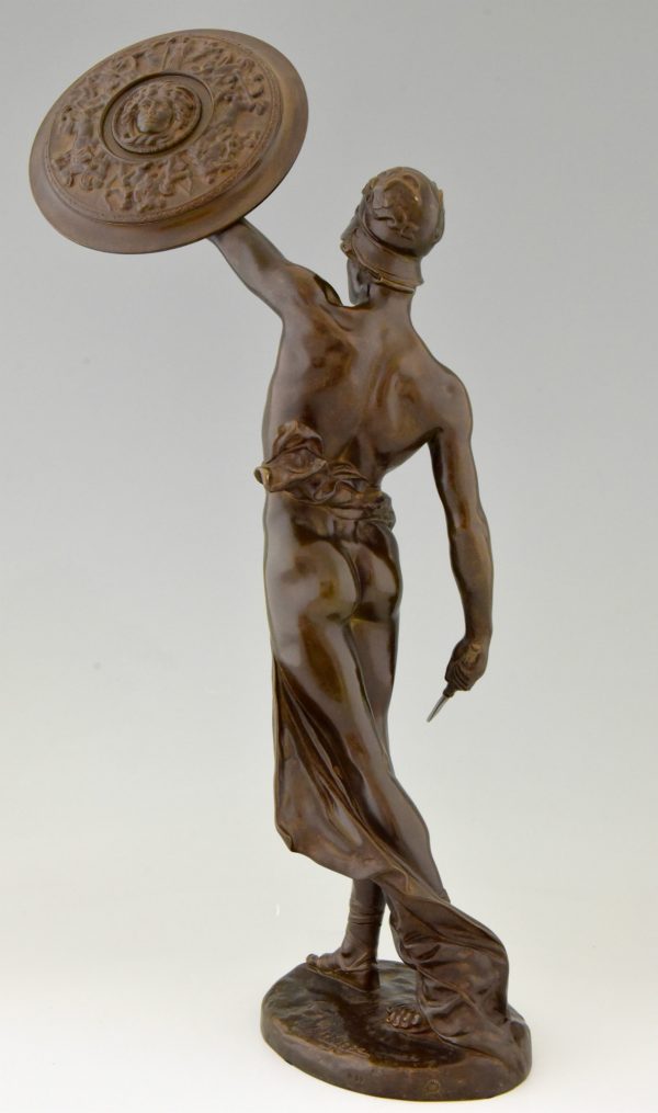 Bronze Gladiateur guerrier avec bouclier