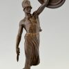 Gladiator, bronze male nude with dagger and shield