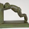 Art Deco bronzen boekensteunen jonge saters