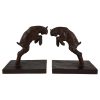 Art Deco bronzen boekensteunen met lammetjes