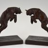 Art Deco bronzen boekensteunen met lammetjes