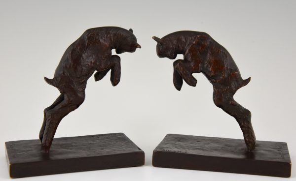 Art Deco bronze lamb bookends.