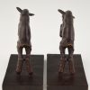 Art Deco bronze lamb bookends.