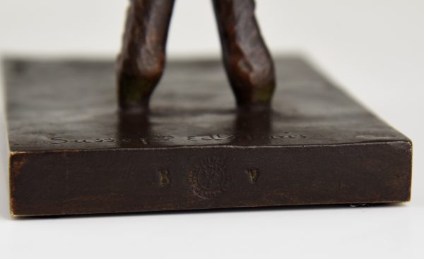 Art Deco bronzen boekensteunen met lammetjes