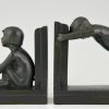 French Art Deco bronze bookends young satyrs
