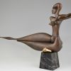 Sculpture moderne en bronze nu feminin