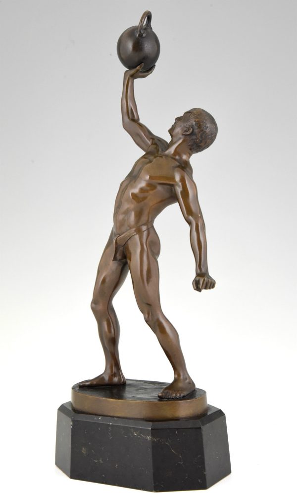 Antike Bronze Skulptur Gewichtheber