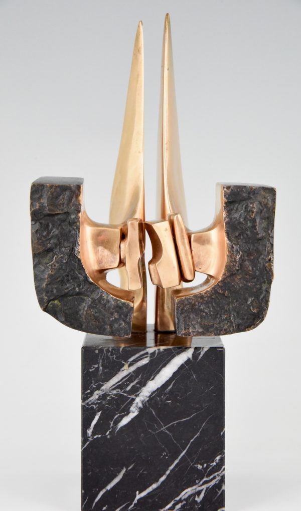 Mid Century Modern abstract bronze sculpture 1970