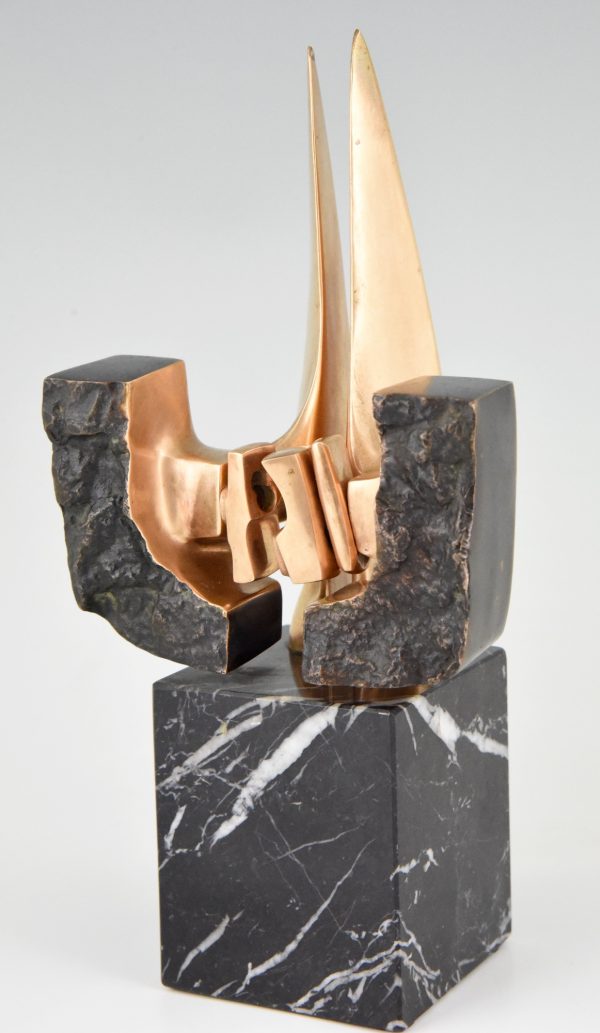 Mid Century Modern abstract bronze sculpture 1970