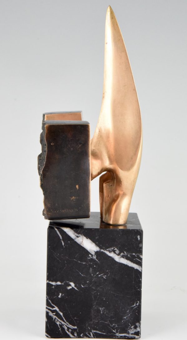 Mid Century Modern abstract bronze sculpture 1970