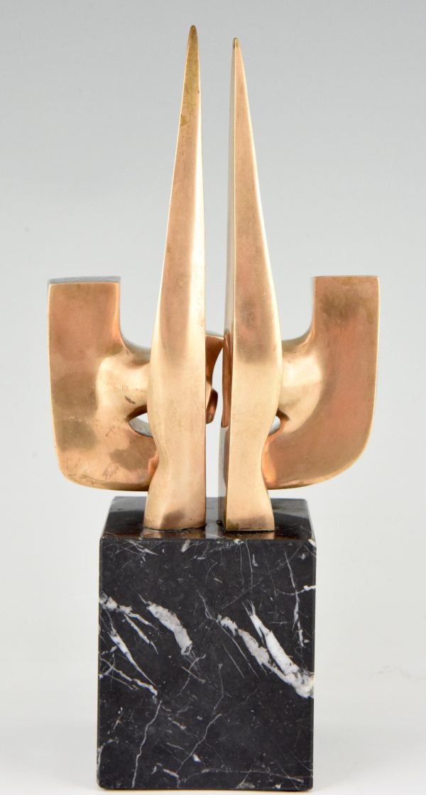 Mid Century Modern abstract bronze sculpture 1970