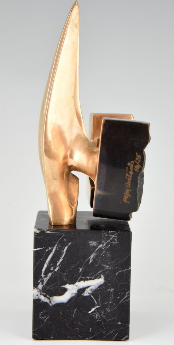 Sculpture en bronze abstrait 1970