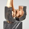 Mid Century Modern abstract bronze sculpture 1970