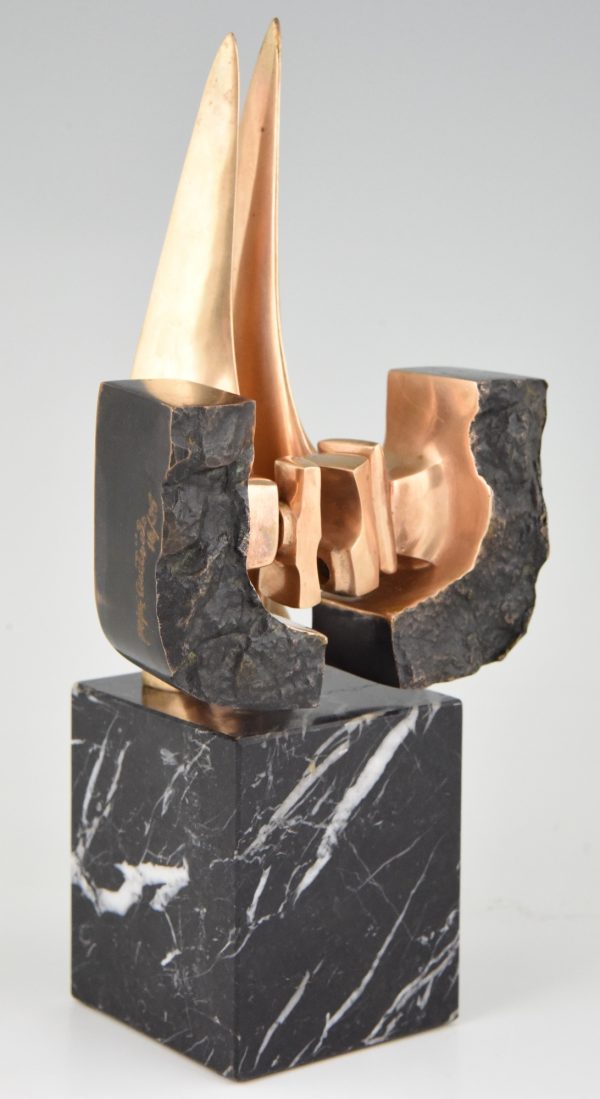 Mid Century Modern abstract bronze sculpture 1970